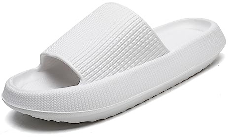 Waysoland Ciabatte Nuvola donna uomo estive da Spiaggia Pantofole, Massaggio Doccia Bagno Antiscivolo Asciugatura Rapida Punta Aperta Super Morbida Comoda Suola Spessa Sandali Scarpe(Bianco,42/43 EU)