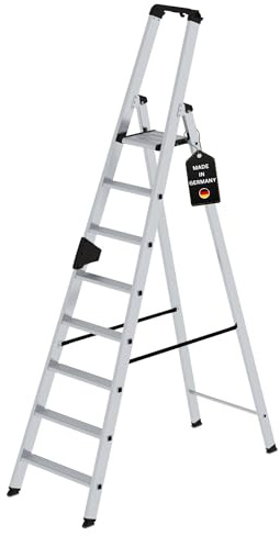PROREGAL Stufen-Stehleiter | einseitig | begehbar | 8 Stufen | Leiter, Teleskopleiter, Trittleiter, Bockleiter, Sprossen-Doppelleiter