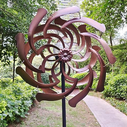SJASD Moulins à Vent Double Couche,énergie Solaire eolienne de Jardin,Éolienne À Vent en Métal,Sculptures et Mobiles à Vent,Décoration pour l'extérieur, Le Jardin, Le Patio