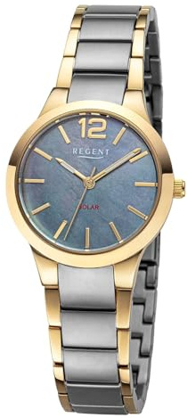 Regent Armbanduhr für Damen in der Farbe Bicolor mit Armband aus Edelstahl, Wasserdichtigkeit: 5 bar, Gehäusedurchmesser: 30 mm, 12290526
