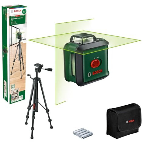 Bosch nivel láser de líneas cruzadas UniversalLevel 360 con trípode (líneas de láser en vertical + horizontal, incl. 360° para la alineación por toda la estancia, en caja de cartón)