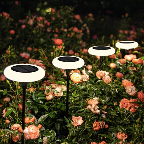 ZWOOS 4PC Luci Solari Esternoi Per Giardino All'Aperto, Luce Solare Esterno Bianco Caldo Per Esterno,Molto Luminoso Ip65 Impermeabile, Adatto Per Patii, Vasi Di Fiori, Di Illuminazione Del Percorso