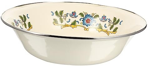 FUNOMOCYA Retro Emaille Suppenschüssel 30cm Aus Stabilem Schadstofffreiem Emaillegeschirr Mit Abnehmbarem Deckel Und Griff Multifunktionales Vintage Küchenspülbecken Für Haushalt Und Küche