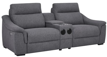 Vente-unique - Canapé 2 Places Relax électrique en Tissu Gris VERETO