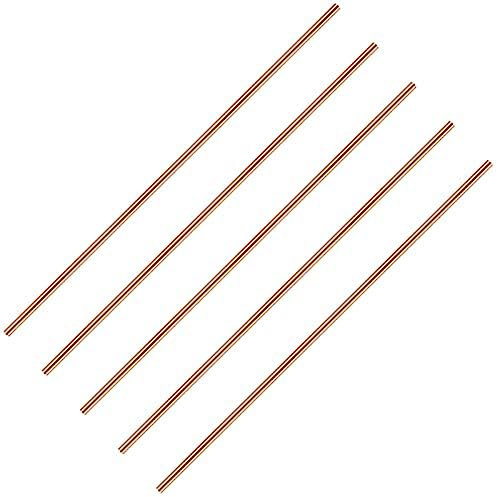 NATHA 11,8 Länge, Reines Kupfer, Runder Stab, Blanker Kupfermetallstab, Massiver Kupferstab, Drehstangenmaterial (5 Stück, 3 mm Durchmesser)