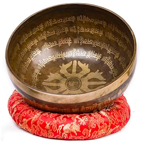 TT-YEC Cuenco Tibetano Hecho A Mano, Cuenco De Meditación para Principiantes De Latón (Palo De Cuenco Y Almohadilla De Anillo), Cuenco De Sonido Tibetano para Relajación Espiritual,30cm
