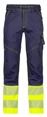 DASSY® Princeton Stretch-Warnschutzbundhose - Größe 56 - DUNKELBLAU/NEONGELB