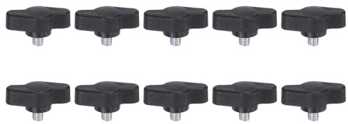 QUARKZMAN 10 Stück Rändelschrauben mit T Flügelknöpfe M5 x 6mm Kunststoff T-Kopf Gewindebolzen Klemmschraube Flügelschraube Haltegriffe 27mm Klemmknopf Daumenschrauben für Maschine, Schwarz