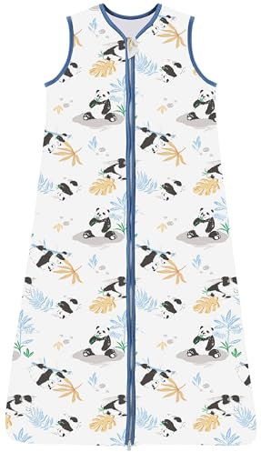 Chilsuessy Schlafsack Baby 2.5 Tog Winterschlafsack Babyschlafsack aus Baumwolle Kinder Winter Schlafsack ohne Ärmel für Jungen und Mädchen, Cute Panda, 110cm/Baby Höhe 100-120cm