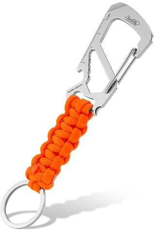 KeyUnity KC00 Paracord Keychain Carabiner Clip Multitool for Outdoor Carry