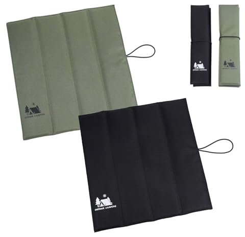 Torytoe 2 Stück Outdoor Sitzkissen Faltbar, Wasserdichtes Isoliertes Sitzunterlage Outdoor Tragbares Faltbares Sitzkissen Geeignet für Reisen im Freien, Picknick, Wandern usw. (Schwarz+Grün)