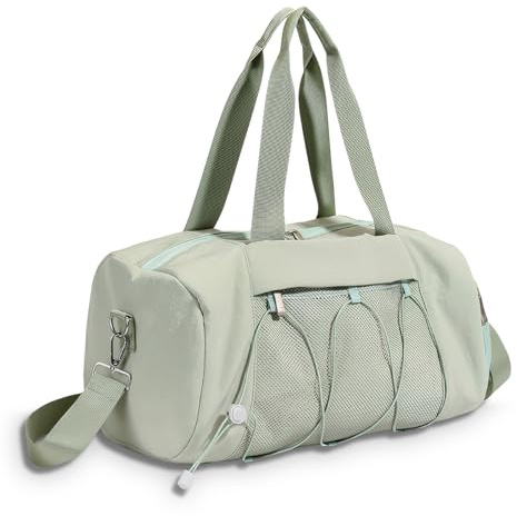 X SIM FITNESSX Sportväska med skofack för kvinnor/män, träningsväska, simväska, resväska, gymväska, fitness, weekendresor, liten väska, Grön, 41 x 20 x 22 cm, sport