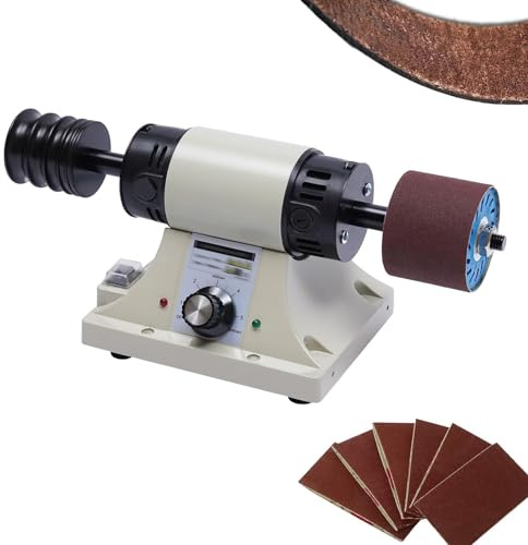 jcwwolk Macchina per Lucidare La Pelle, Macinatrice da Fai da Te, velocità Regolabile da 0 a 10000RPM, con 6 Cinture di Lucidatura, per Lucidare I Bordi della Pelle