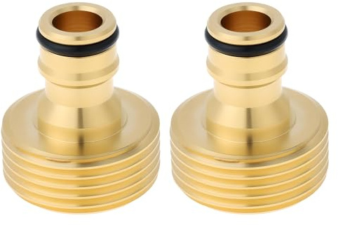 Briny River 2 adaptadores de grifo conector rápido con rosca macho de 1 pulgada para manguera de jardín compatible con sistema de enchufe Gardena