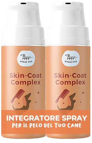 Skin‑Coat Complex - Integratore Dermatite per Pelle e Pelo cane | Topper Liquido con Estratti Vegetali Dermoprotettivi e Omega 3‑6, Contro Prurito, Dermatiti e Pelo Spento | 2x100 ml | Hygge Dog