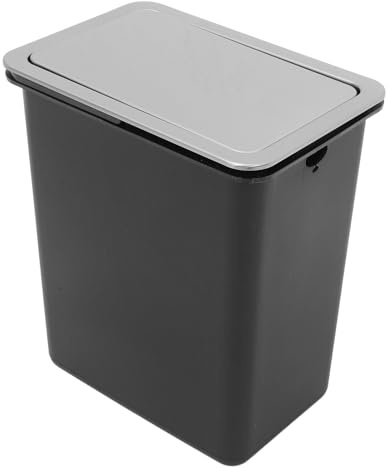 Ciieeo Cestino Spazzatura Cucina con Coperchio Incorporato in Acciaio Inossidabile Nero, Design Incassato per Piano di Lavoro, per Ufficio e Armadio