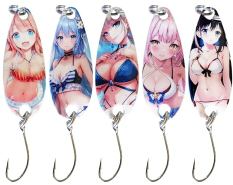 Fyrdyn Cucharillas De - Señuelo Duro Agua Dulce Playa,5 Unidades para Bass Trucha Perca Lucio Bagre Salmón Río Lago Corriente Agua Salada y Dulce