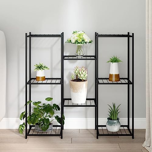 Frdhee Deko Wohnung Blumenbank,Blumenständer 83x25x80 cm Schwarz Eisen,Pflanzen Regal für Wohnzimmer & Balkon
