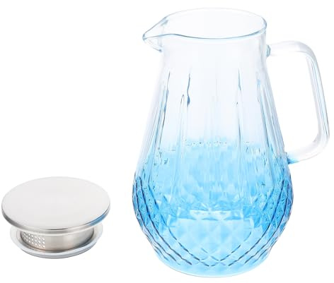 TOYANDONA Jarra de Vidrio Resistente al Calor con Tapa y Mango Portátil Jarra para Jugos y Agua Fría Diseño Degradado para Uso Doméstico y Oficina
