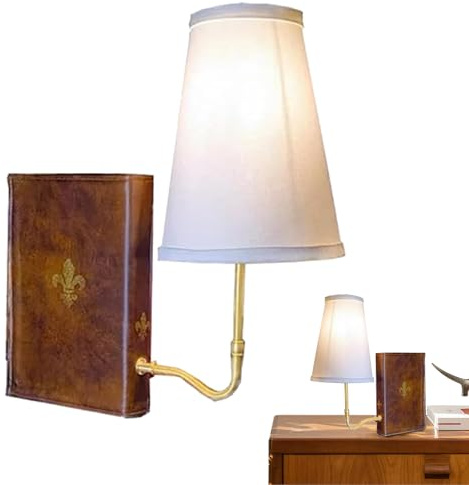 Bücherregallampe – Tischlampe im Buchstil zum Lesen, dekorative Akzentbeleuchtung, Vintage-Holzabdeckung mit LED-Lichtseiten, einstellbare Helligkeit, Heimbüro für Bibliothek, Nachttisch- | Dekorativ | Vintage Holzabdeckung mit LED-Licht-Seiten, einstellbare Helligkeit, Home Office Dekoration für