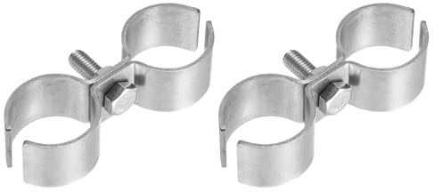 sourcing map 2pcs Chain Link Fence Panel Clamps, Dog Kennel Clamps for 1-1/4(32mm) Round Pipe Frame, 304 Stainless Steel Fence Connector Temporary Dog Cage Hardware Parts with Bolts and Nuts