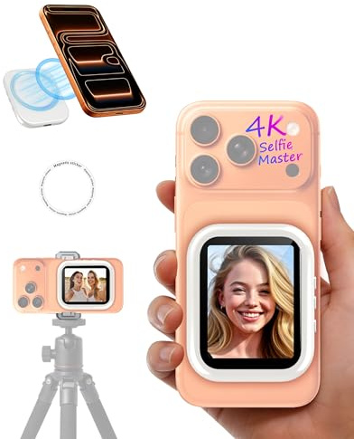 SOLLLife Phone Vlog Selfie Monitor Screen, Magnetic Wireless Selfie Monitor for Phone and Android, Suitable for Rear Camera Selfies/Vlogging/Live/TikTok White