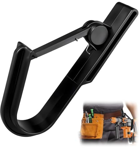 Universal Scaffolding Tool Belt Hook, Heavy Duty Drill Holster & Impact Wrench Holder with Rubber Lining, Secure Tool Clip for Cordless Drills, Hammers & Tape Measures, Fits Most Scaffolding Belts