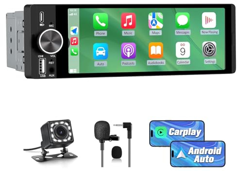 Hexinex Autoradio 1 DIN con Schermo, 6,28 pollici Car Radio Wireless CarPlay & Android Auto Bluetooth FM AM RDS GPS AUX Tipo-C