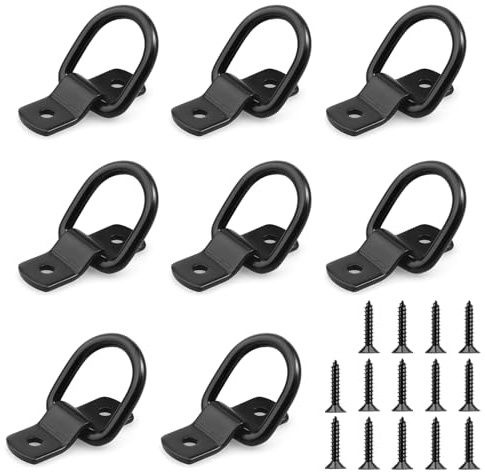 TINA.WIN 8 anillos de amarre para remolque, carga pesada, 400 kg, anillas en D, ganchos de fijación de acero para asegurar la carga, furgonetas, camiones, camiones y correas tensoras, puntos de amarre