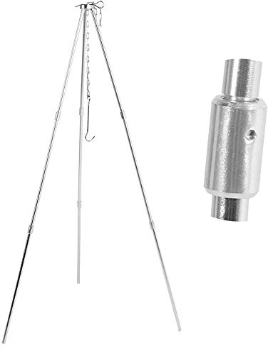 Cocoarm Trépied de Camping Portable en Alumine Dure avec Chaîne de Suspension Réglable, Trépied Pliable pour Pot, Support de Gril 84 X 80 X 53 Cm pour Camping, Pique-Nique, Feu de Camp