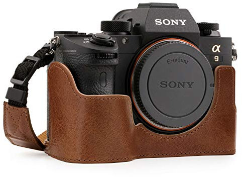 MegaGear 1244 Sony Alpha A7R III, A9, A7 III Ever Ready Custodia metà copertura in Vera pelle per Fotocamera con Tracolla- Marrone