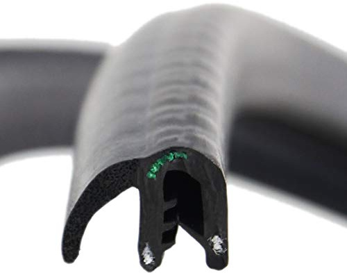 SMI-Dichtungsprofil DF10 für 1-3,5mm EPDM Moosgummi/Vollgummi mit Stahleinlage selbstklemmend ohne Kleber, Kantenschutz mit Fahne seitlich Dichtung, Kantenschutzdichtprofil für Auto Kofferraum (10 m)