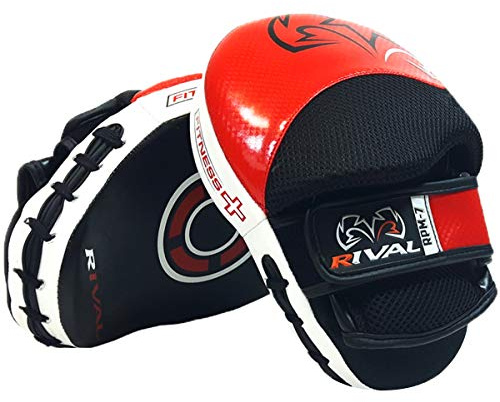 RIVAL Boxing RPM7 Fitness Plus Punch Mitts - Curved Striking Surface, Hook and Loop Wrist, Ergonomic Fit, and Padded Finger Protector