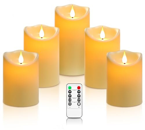 Da by LED Kerzen Kerze Höhe 10 cm × 2, 13,5 cm × 2, 16,5 cm × 1, Durchmesser 8 cm, 5PCS neueste Batterie Kerze