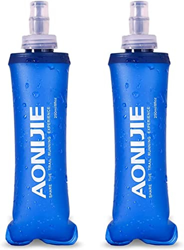 AONIJIE TPU Running Réservoir Flasque Gourde Souple Pliable Bouteille d'eau Souple en pour Sac d'hydratation Randonnée Marathon 250 / 500ml (250ml-2pcs)