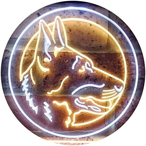 ADVPRO German Shepherd Dog Illuminated Dual Color LED Barlicht Neonlicht Lichtwerbung Neon Sign Weiß & Gelb 300 x 210mm st6s32-i0668-wy