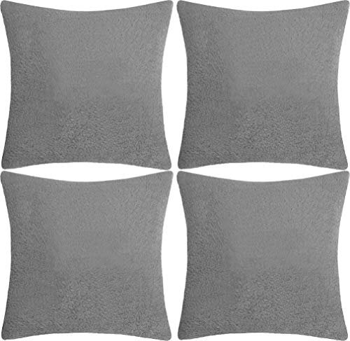 Adore Home 4 x Teddy Soft Cushion Cover Luxury Super Soft Faux Fur Covers, Slate