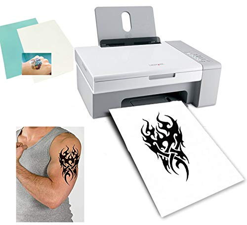 Cubic Coating Temporäres Tattoo Papier A4 Größe (210x297mm) DIY Tattoo Folie Zum Bedrucken Transfer Decal Papier für Tintenstrahldrucker (Transparent, 5)