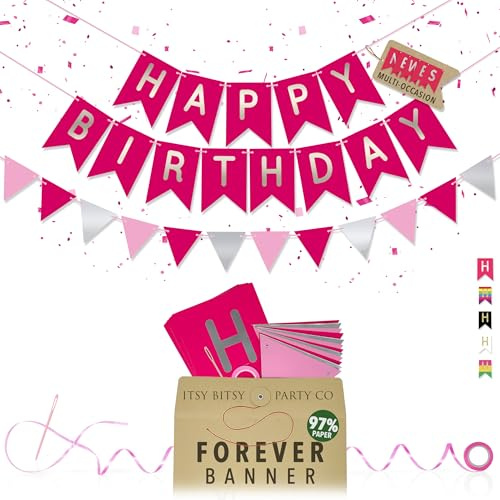 Wiederverwendbare Geburtstagsparty-Dekorationen – Happy Birthday Banner & Birthday Wimpelkette – Geburtstagsbanner buchstabieren Happy Birthday, Happy Easter, Happy Eid + mehr