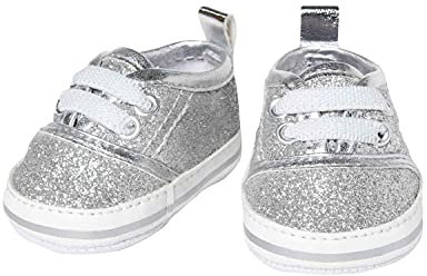 Heless 147 - Glitzer-Sneaker für Puppen, in Silber, Größe 38 - 45 cm, schickes Schuhwerk mit Wow-Effekt für besondere Anlässe