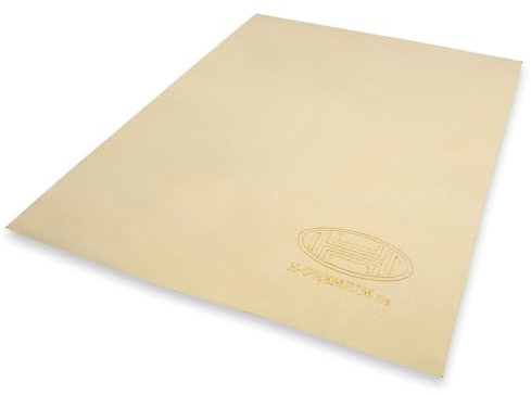 HEYNER® Lederlappen mit Kunststoffbox, 43x32 cm, echtes Leder | Reinigungstuch für Glas-, Lack-, Autopflege, auch als Trockentuch geeignet