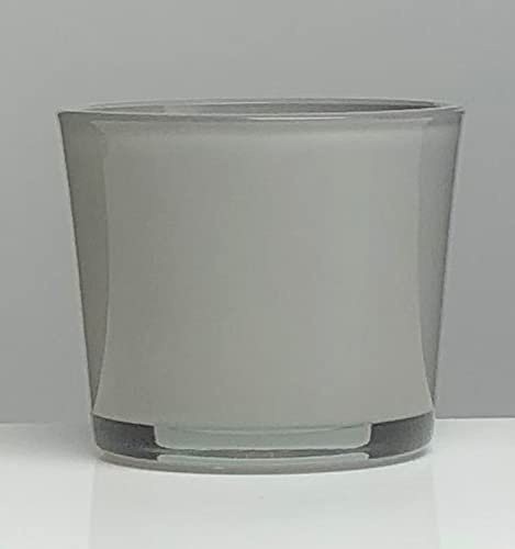 innaGLAS Cache-Pot en Verre Alena, Gris, 19cm, Ø19cm - Pot de Fleurs