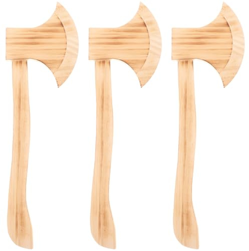 Holzoptik Beil Axt Requisiten: Halloween Axt Spielzeug Holzfäller Kostüm Requisiten 3 Stück Gefälschte Holzäxte Handaxt Theater Requisiten Gruselige Horror Spielzeug Lieferungen