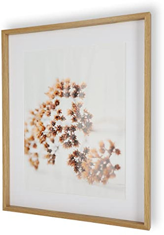 Wackadoo Holz Bilderrahmen 40x50 cm Eiche Fotowand Fotorahmen mit Glas Picture frame Holz mit Passepartout 30 x 40 cm