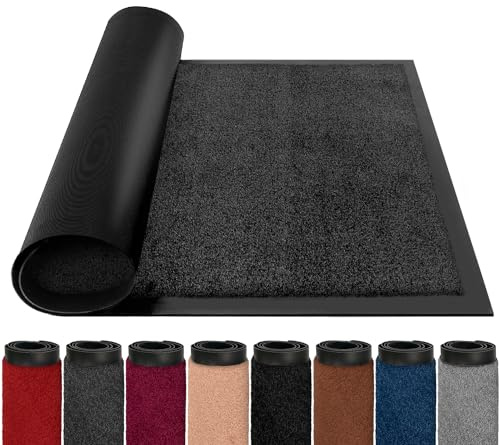 BLADO Door Mats Indoor Outdoor Heavy Duty Dirt Trapper - Non Slip Washable Door Mat with Rubber Backing Super Absorbent Floor Mat for Home, Offices (60cm x 120cm, Anthracite)