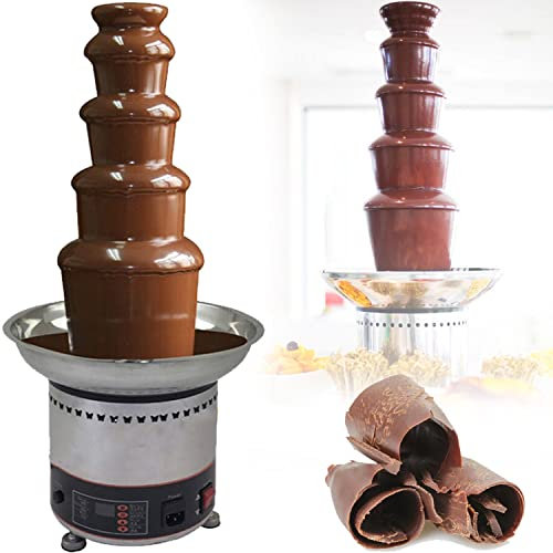 GBHJJ Fontaine de Chocolat de 4/5/6/7 rangées, Machine de Fonte de Cascade de Fondue de Chocolat d'acier Inoxydable, pour Tout Chocolat et Caramel avec Fonction Fondue et Fluide, fête, Mariage,5Tier
