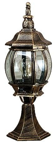 Mengjay Lámpara de exterior Vintage,Impermeable IP23 Lámpara de Sobremuro Lámpara de pilar de Aluminio para exteriores, Lámpara de Jardín Rústica Farola de Exterior E27 Luces de Pedestal para Jardin