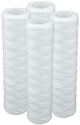 FILTROTECH Wickelfaserfilter 10 Zoll, 20 Mikron, 4 Stück | Länge 254 mm, Außendurchmesser 64 mm, Innenöffnung 27 mm, max. 10 bar, bis 45 °C, für Standardgehäuse