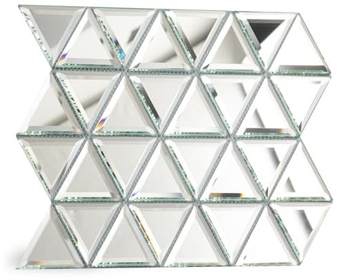 Diflart Abgeschrägte Spiegelglas-Mosaikfliese, Silber, 7,6 cm Dreieck, Glasfliese für Badezimmer, Küche, Backsplash Duschwand, 5 Blatt