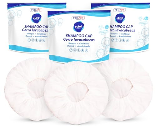 MedVance No Rinse Shampoo Cap, Rinse Free Shower Cap that Shampoos & Conditions, Elderly Care Products, Bedridden Patients, PH Balanced & Hypoallergenic, 3 Pack
